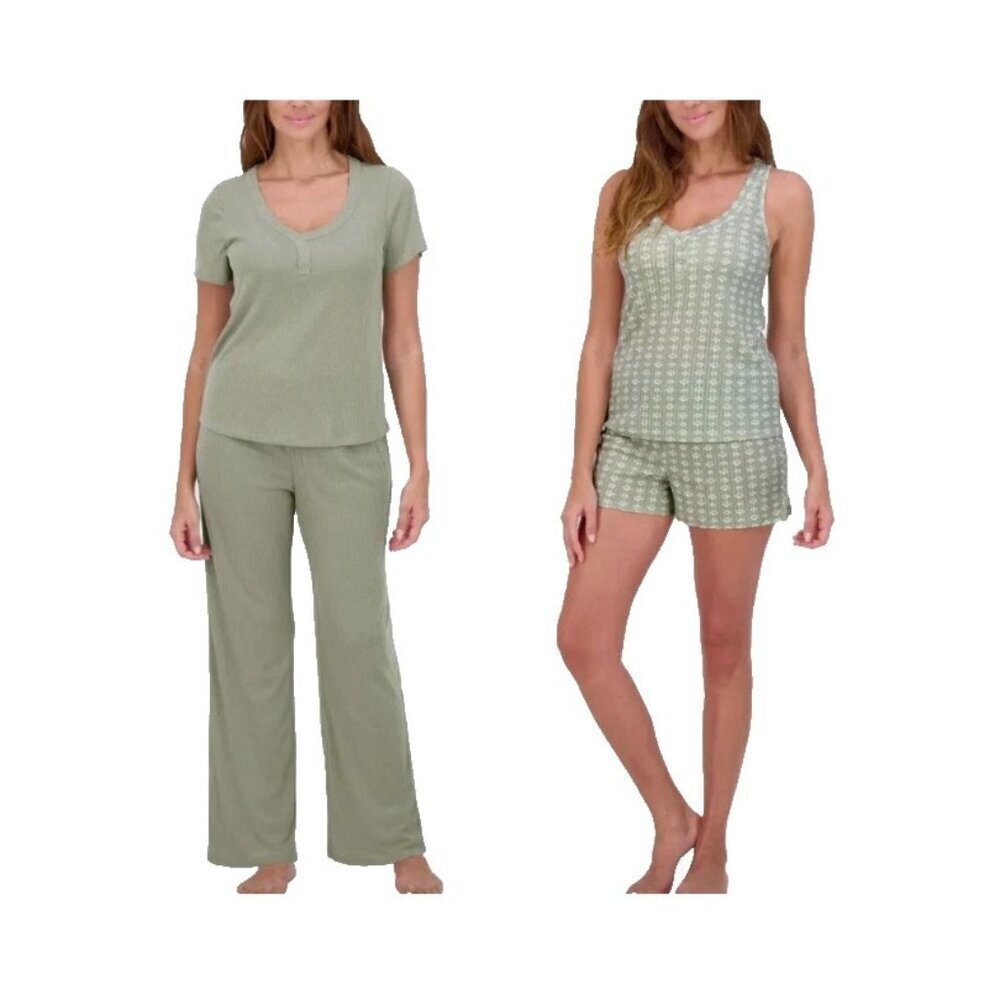 Live 2 Lounge women's Pajamas Set 4 Pieces Size L Green  M0570